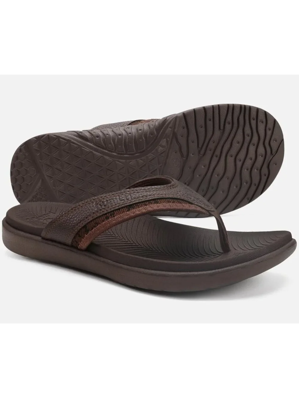 Men's All Brown Sport Flip Flops Comfort Orthotic Thong Sandals Arch Support